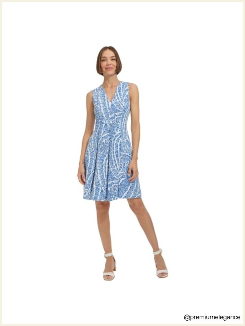 Sleeveless Fit and Flare Dress Women's Business Casual Knee-Length